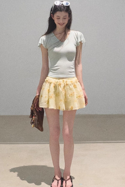 Embroidered Lyocell Puffy A-Line Skirt