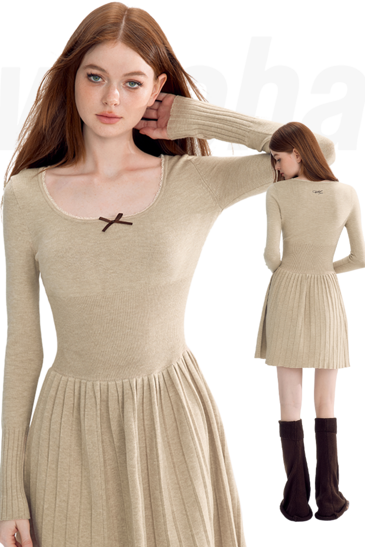 Square Neck Slim Knit Dress