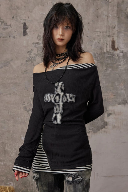 Swing Neck Knit Layer Top