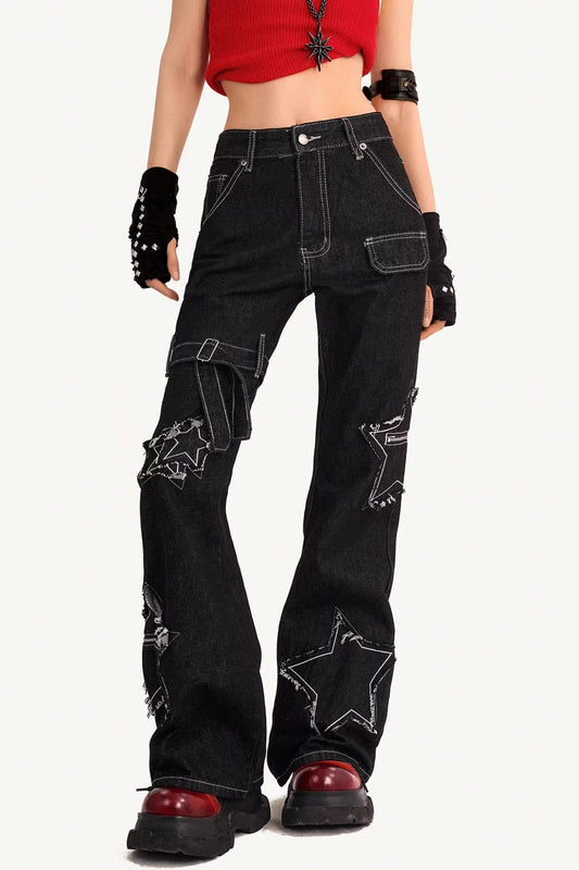 American Retro Star Flared Pants