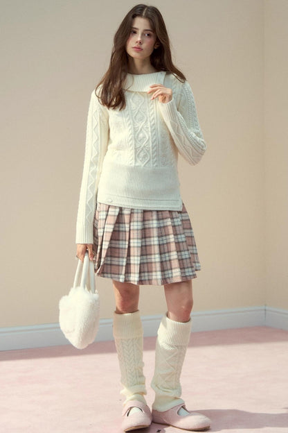 Pink Plaid Wool Skirt