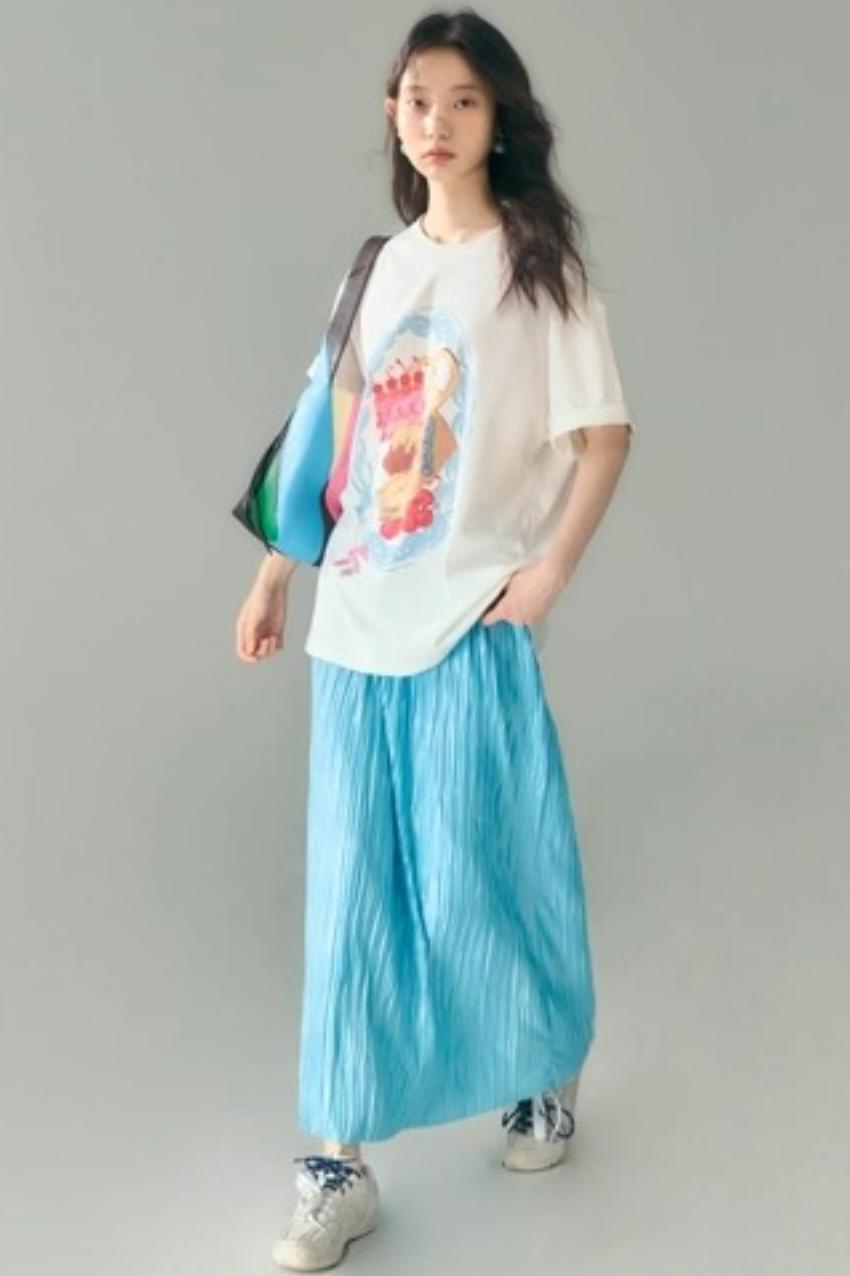 Hand-Painted Crewneck Cotton T-Shirt