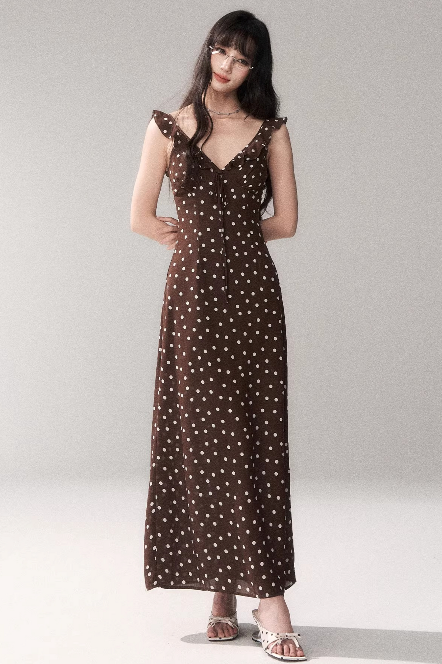Brown Polka Dot Summer Dress