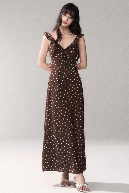 Brown Polka Dot Summer Dress