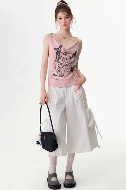 Retro Atmosphere Swing-Neck Camisole