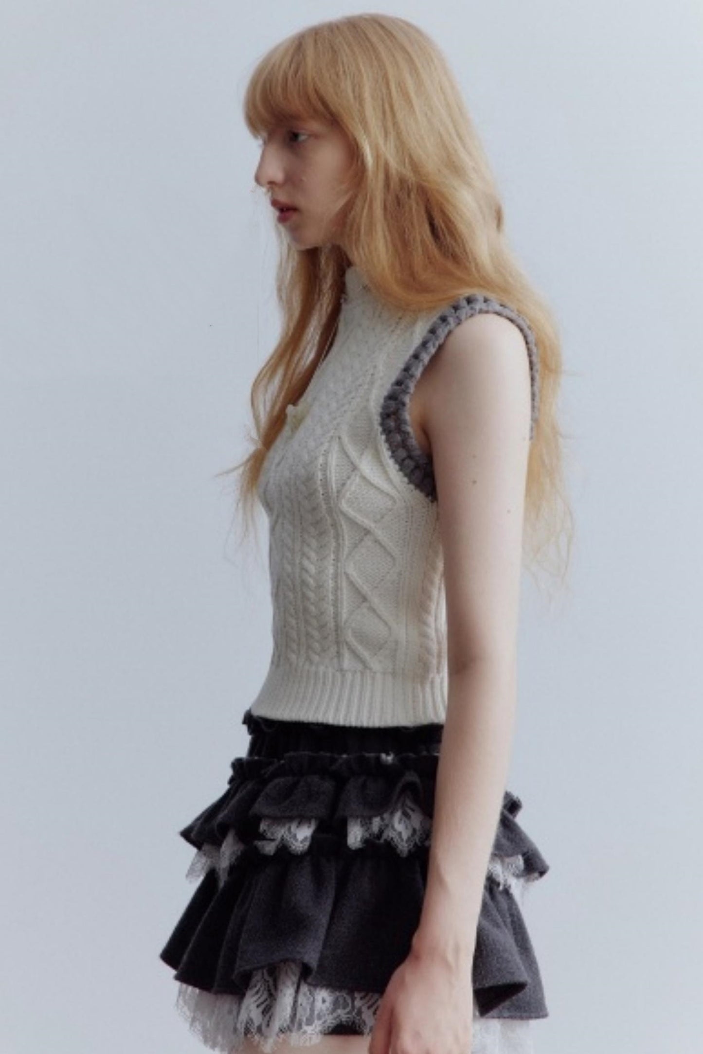 Lamb Cotton Crochet Woolen Vest