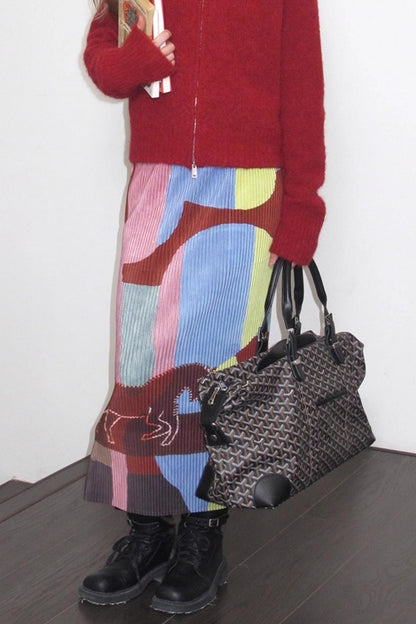 Retro Ivy League Print Skirt