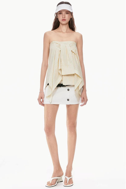 Yellow Striped Tube Top Style Skirt