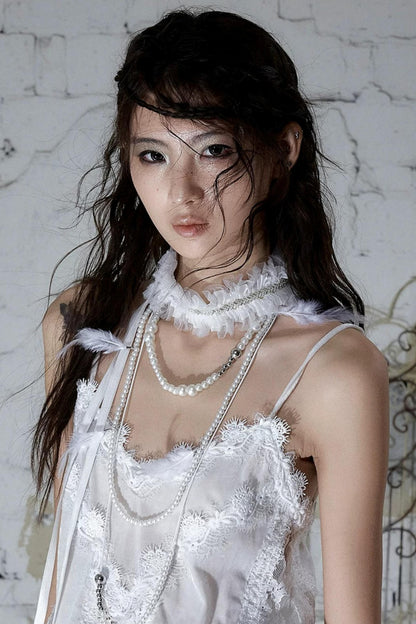 Retro Lace Beaded Choker
