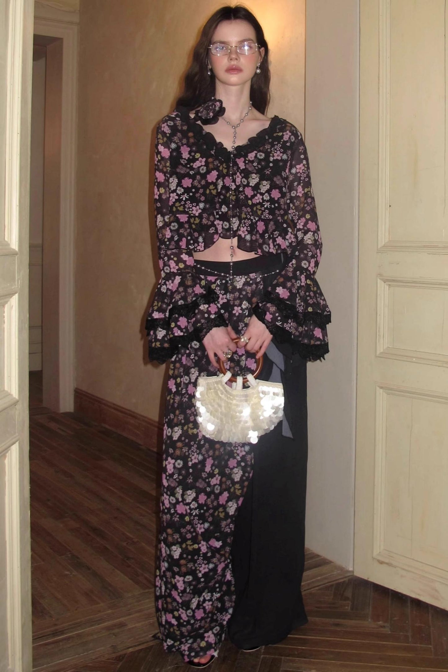 Dark Night Floral Shirt Set-Up