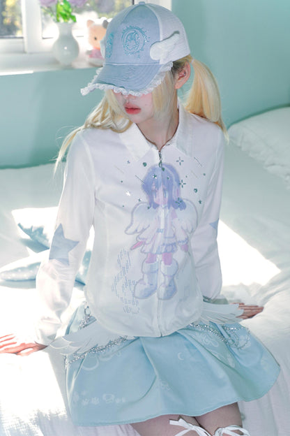 Dreamcore Aqua Stripe Long Sleeve Shirt