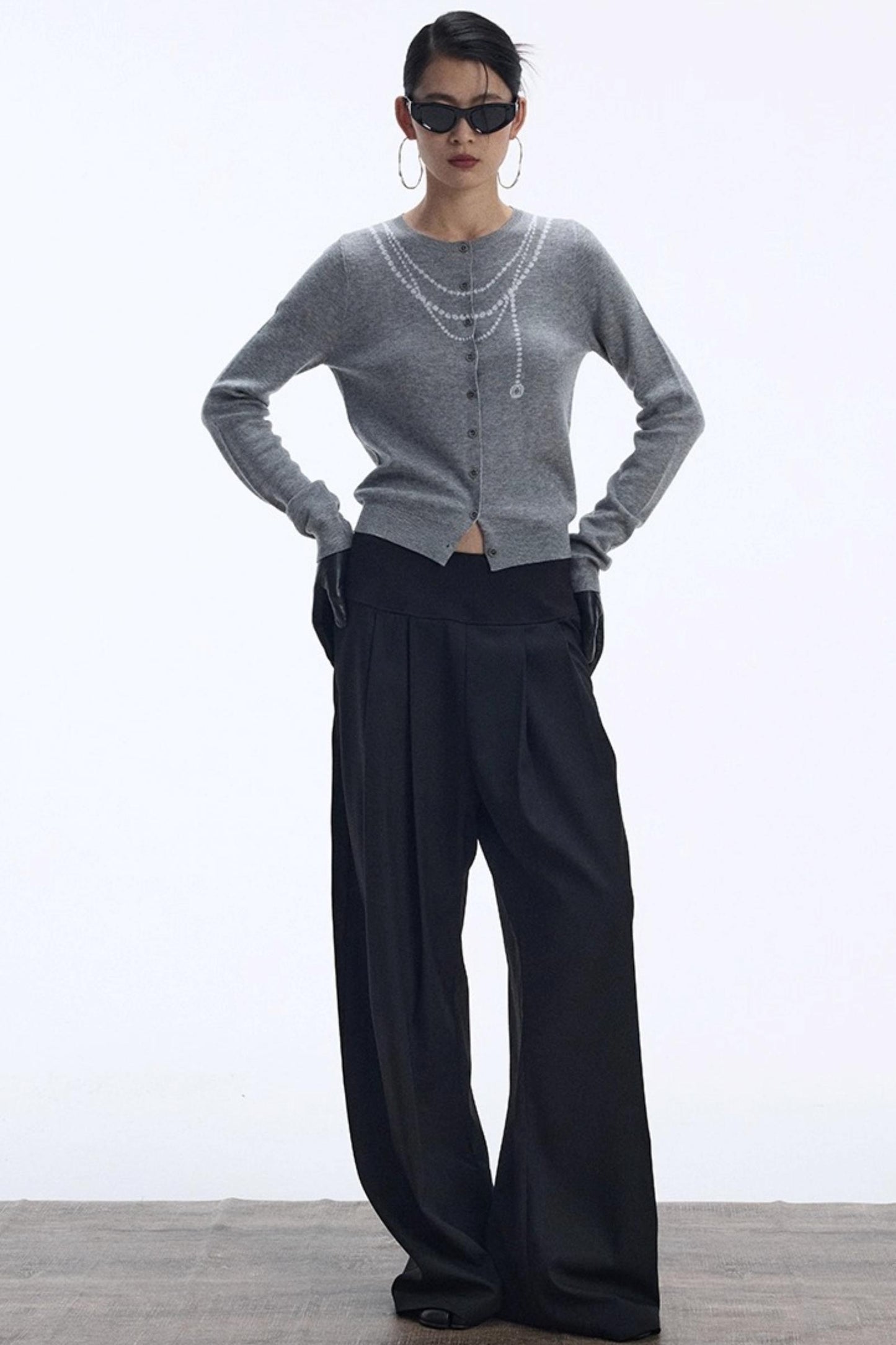 Contrasting Pearl Cardigan