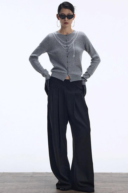 Contrasting Pearl Cardigan