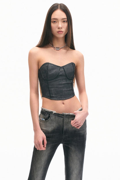 Cool Gray Leather Top