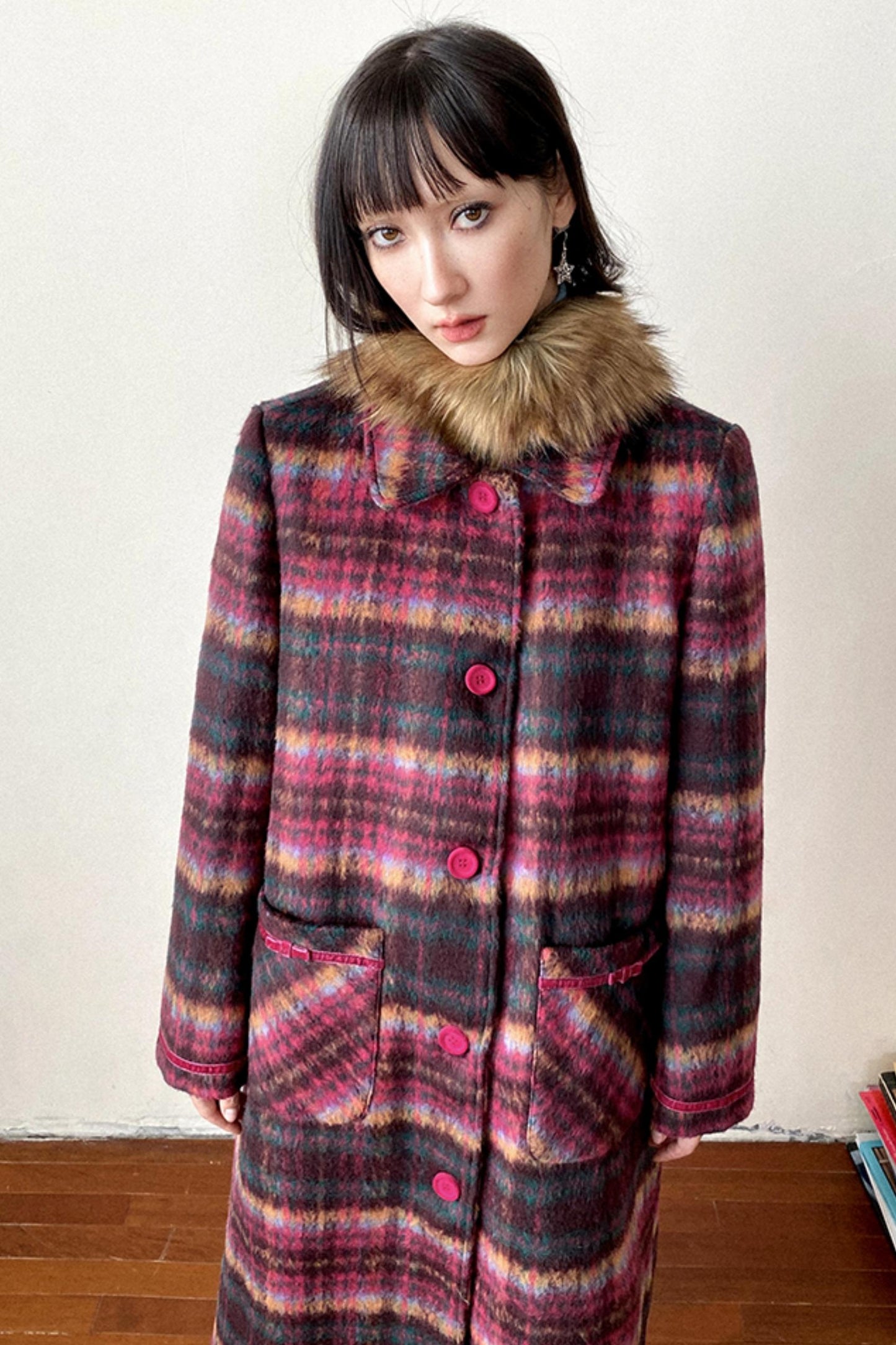 Retro Check Long Coat