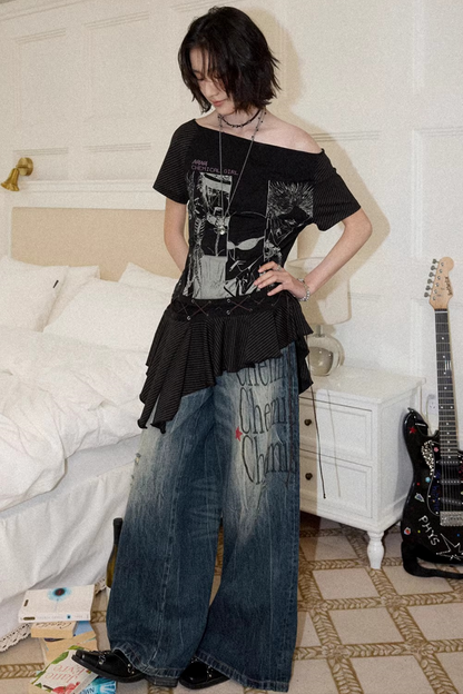 High-Waisted Flared Jeans