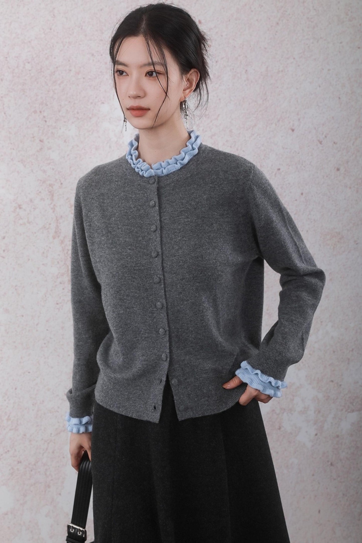 Patchwork Ruffled Cardigan