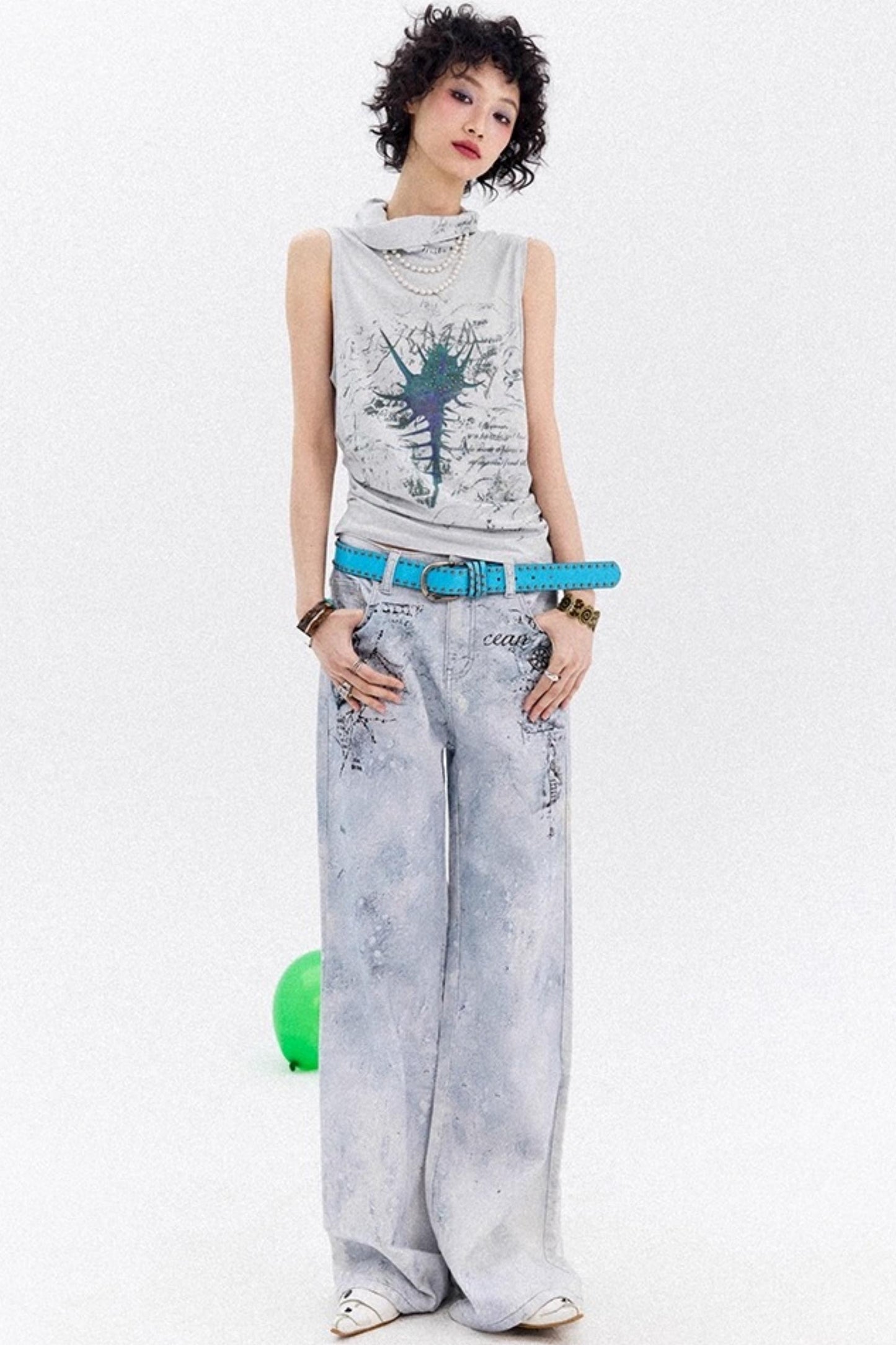 Asymmetrical Pleated Tank Top