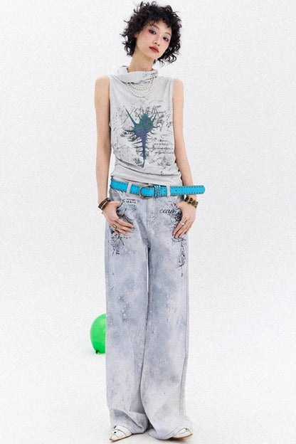 Asymmetrical Pleated Tank Top