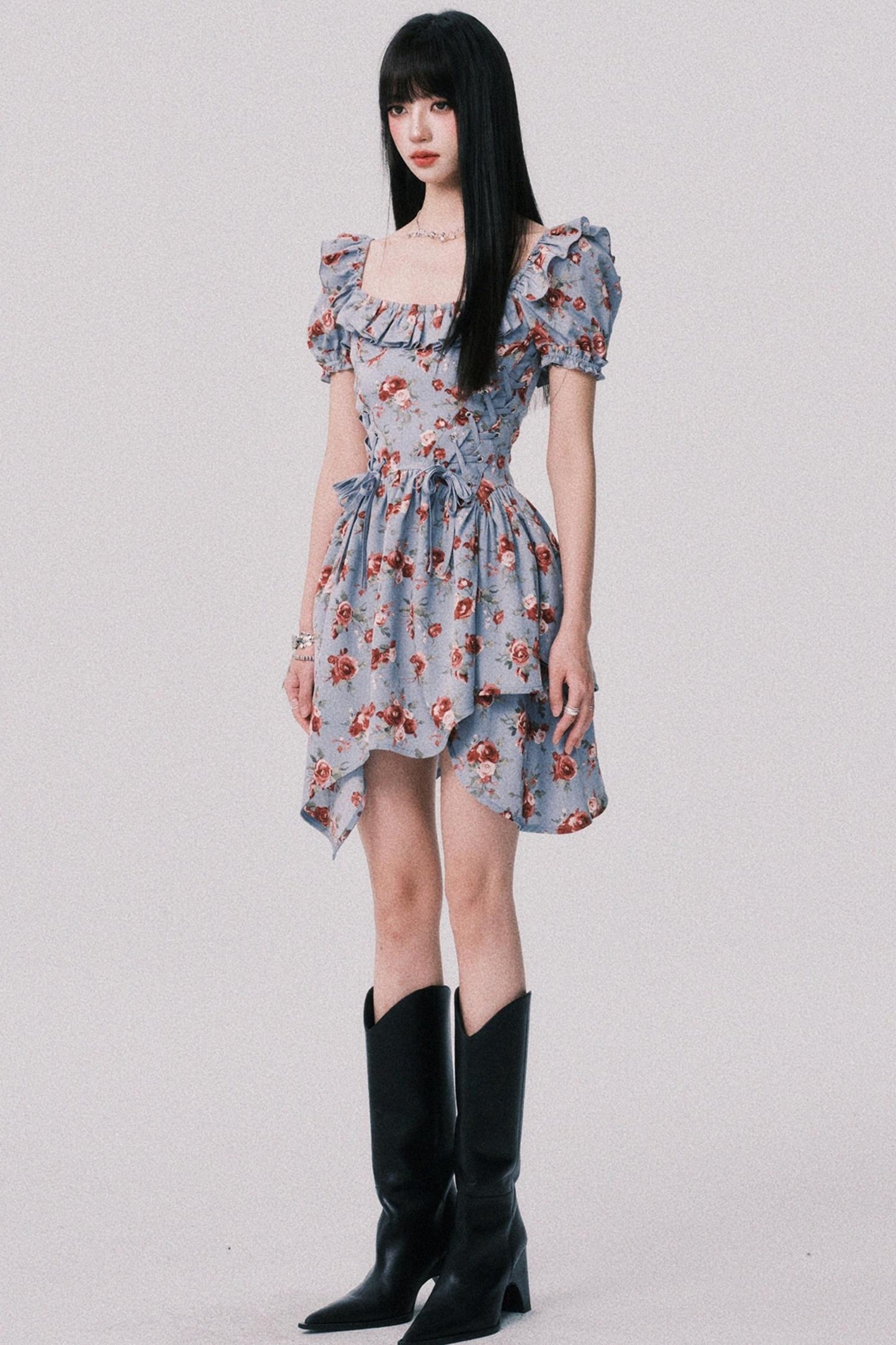 Asymmetrical Bubble Sleeve Dress