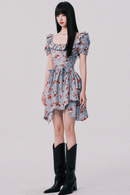 Asymmetrical Bubble Sleeve Dress