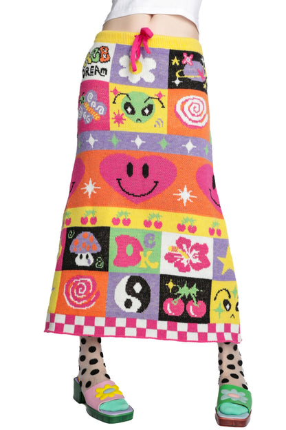 Retro Rainbow Knit Skirt