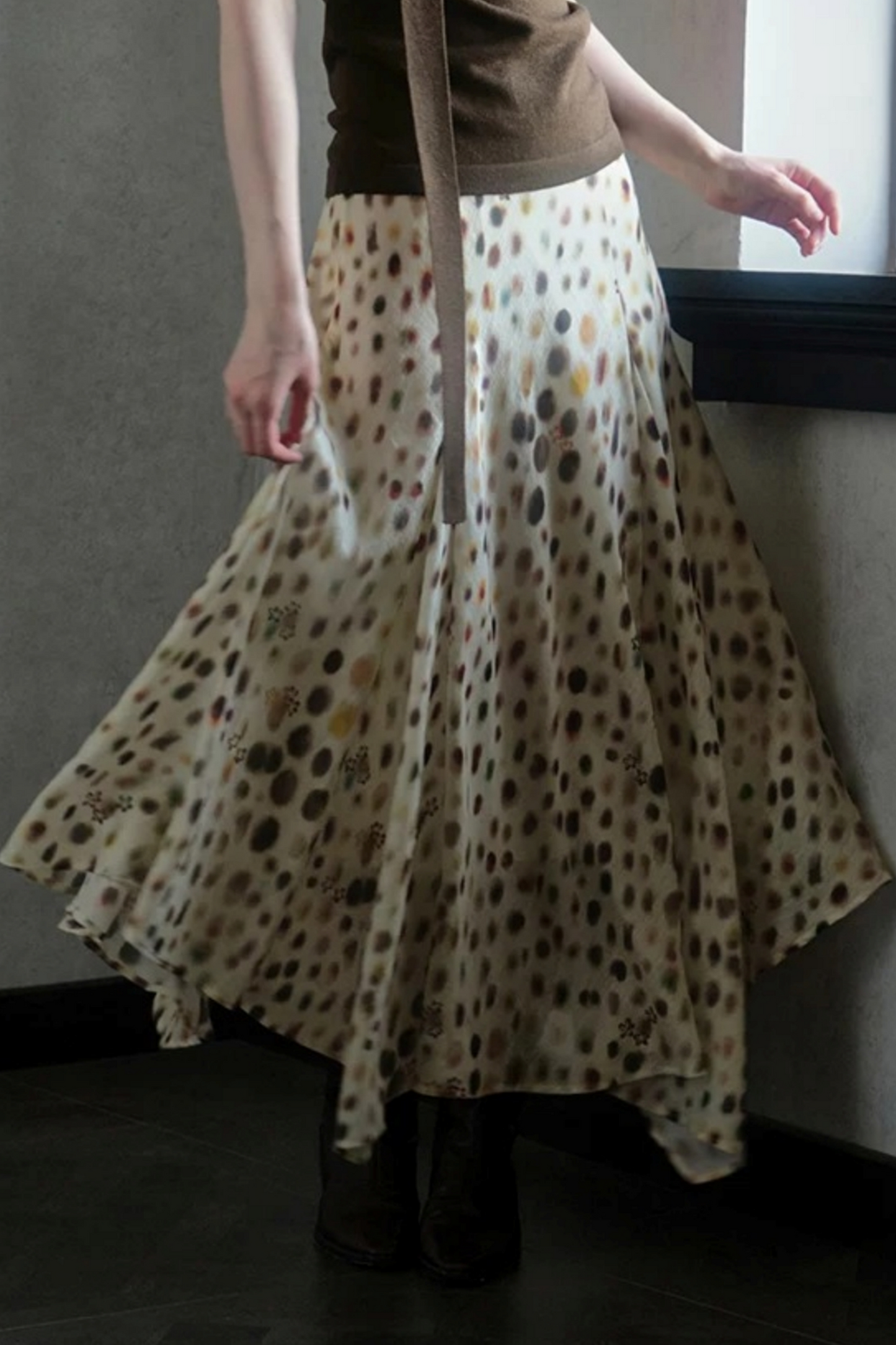 Artistic Polka Dot Asymmetrical Skirt