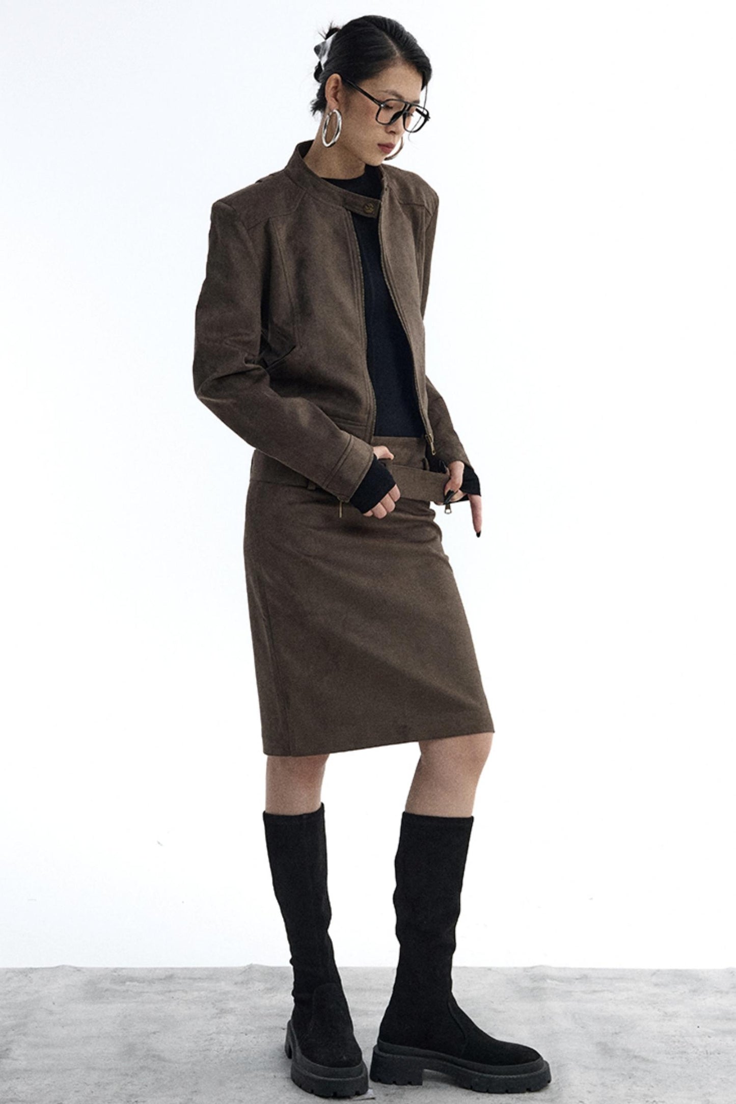 Detachable Belt Suede Skirt