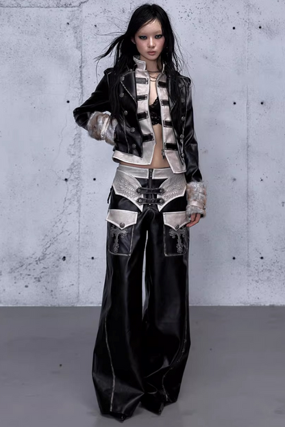 Street Punk Lederjacke im Used-Look