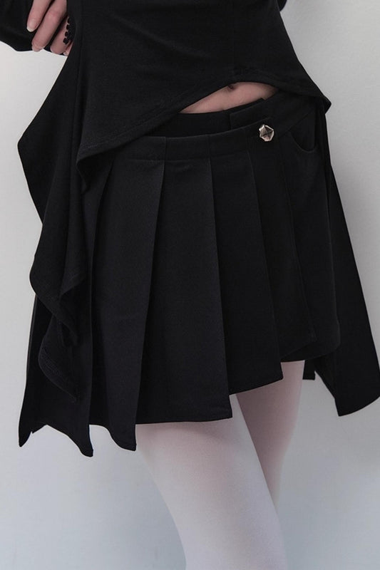 Shadow Pleated Short Skirt