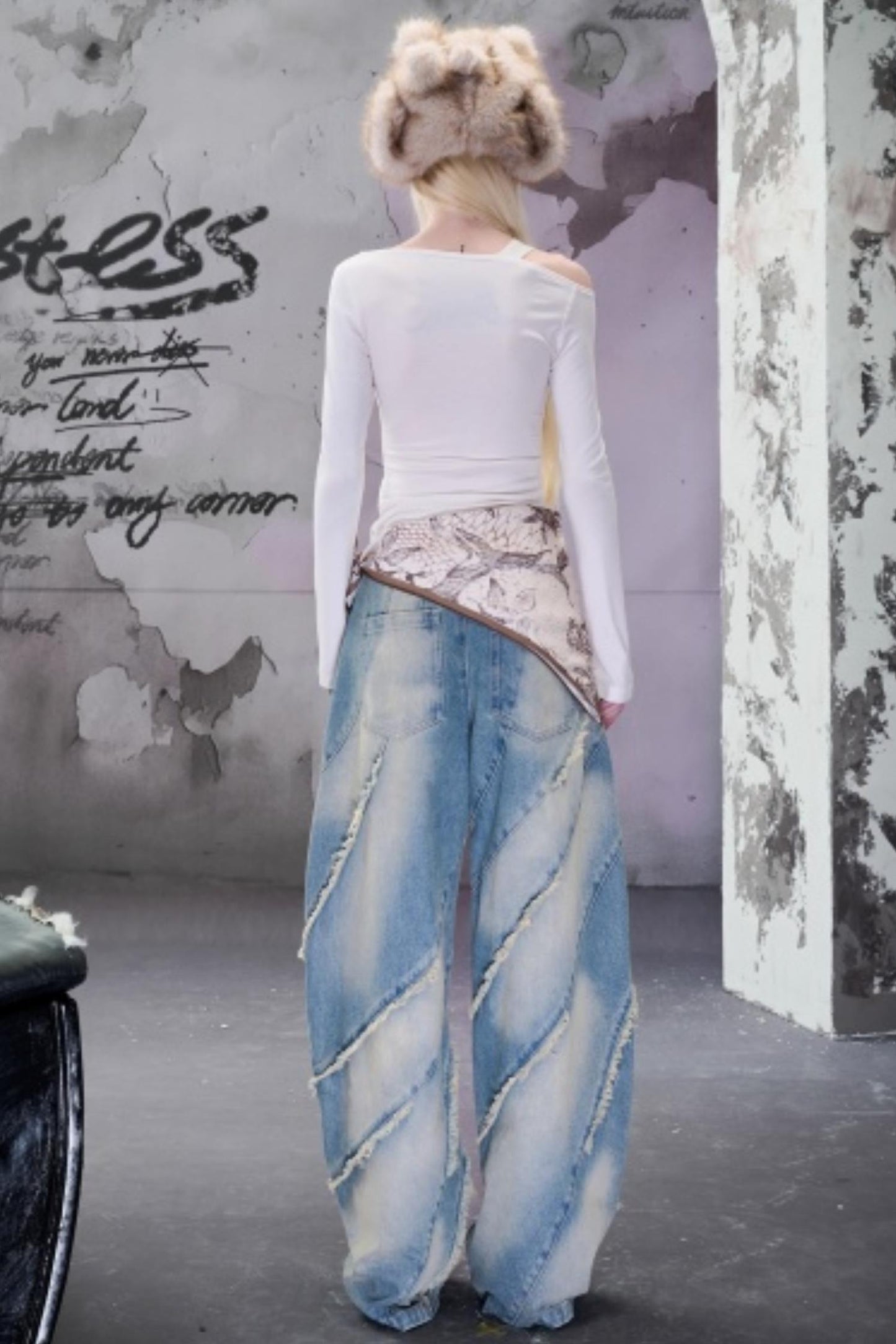 Off-The-Shoulder Beaded Lace-Up Base Top