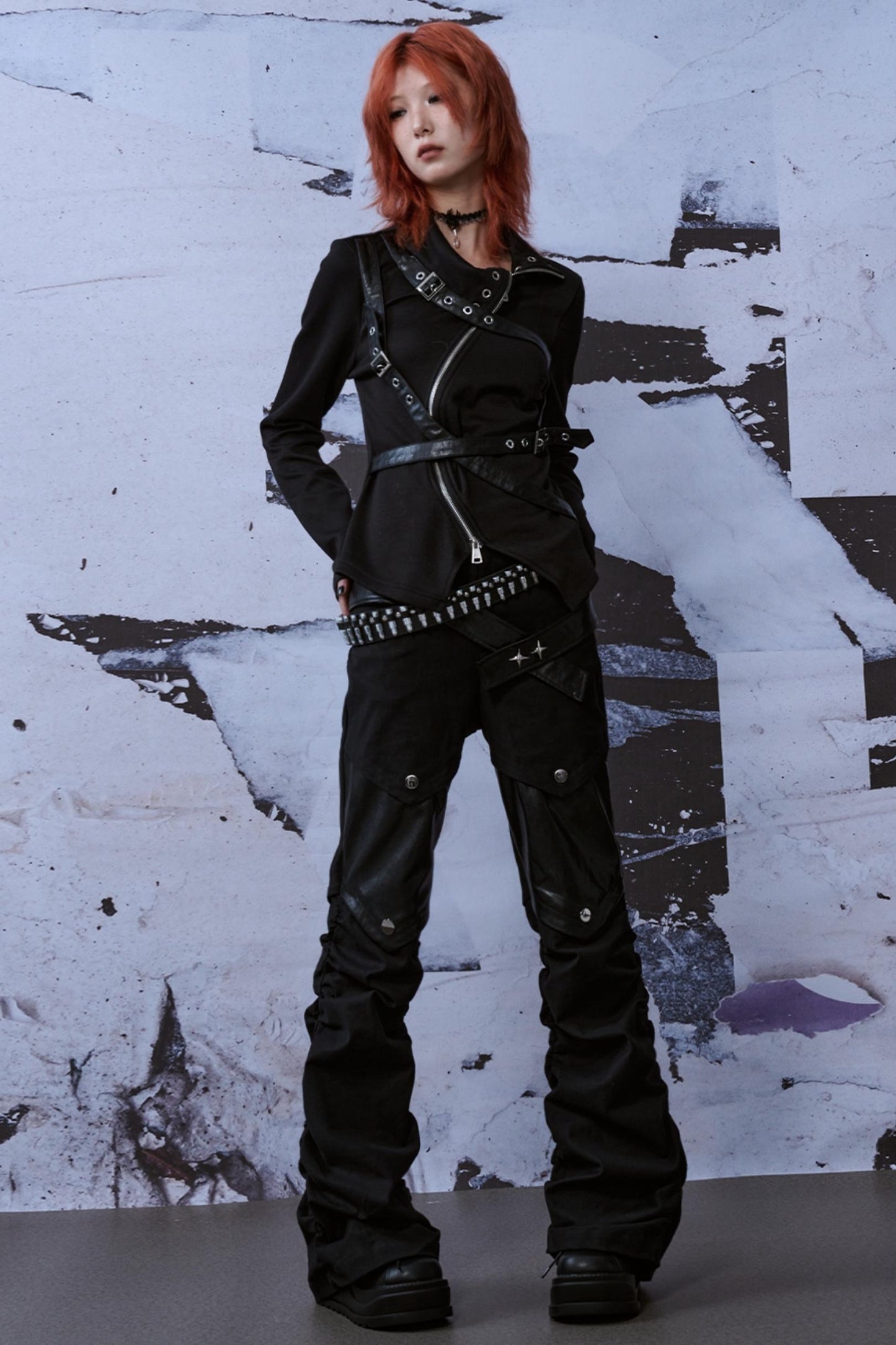 Metallic Turtleneck Knit Top