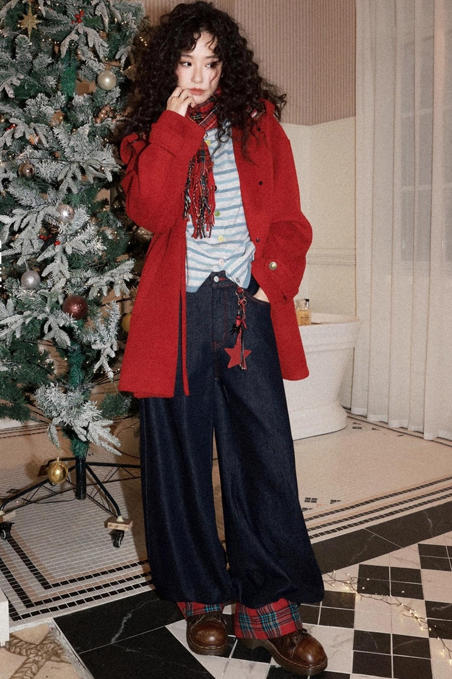 Patchwork Retro Denim Pants Set-Up