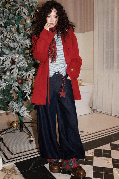 Patchwork Retro Denim Pants Set-Up