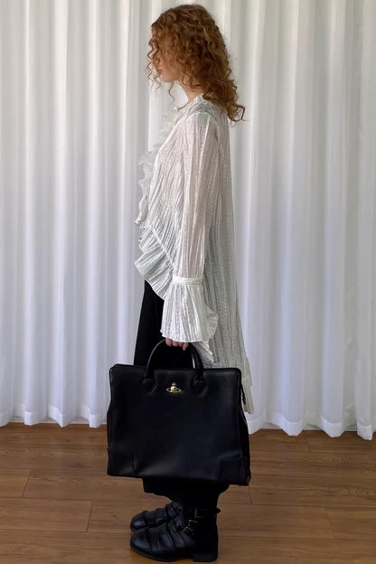 White Lace Ruffled Shirt