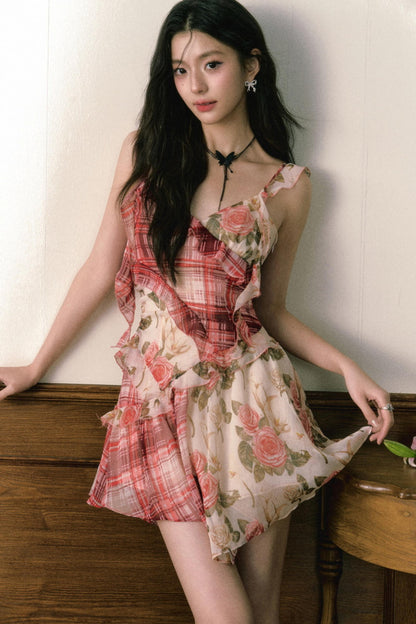 Floral Ruffle Halter Dress