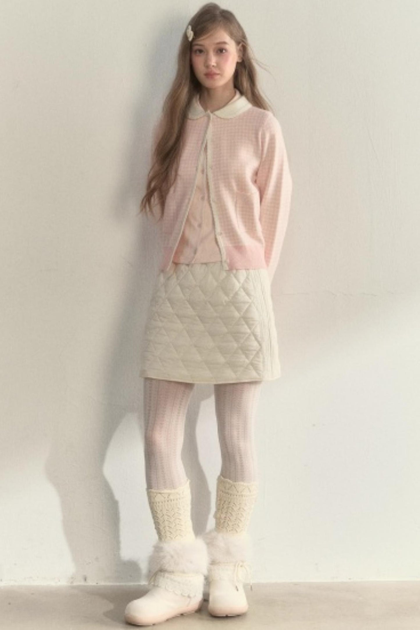 Pink Plaid Knitted Sweater