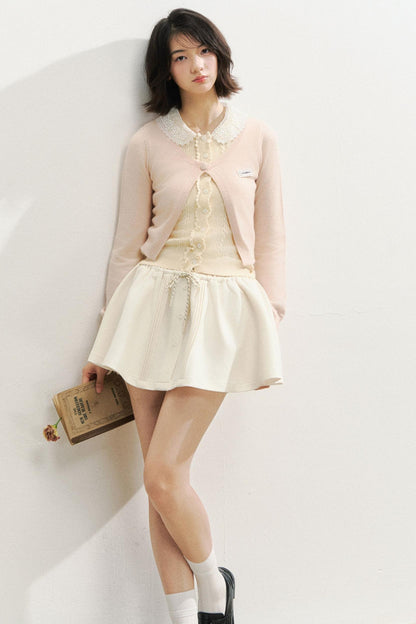 Fake two Piece Lace Knit Top