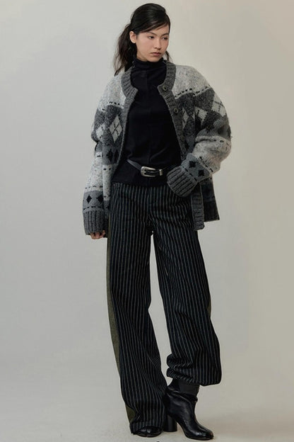 Color-Block High Neck Knit Top