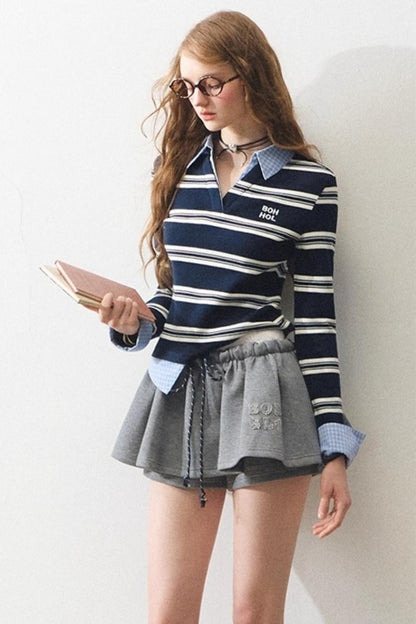 Mint Intellectual Striped Polo T-shirt