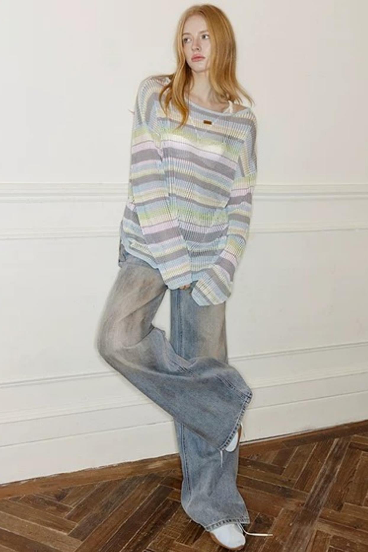 Rainbow Waves Knit Sweater