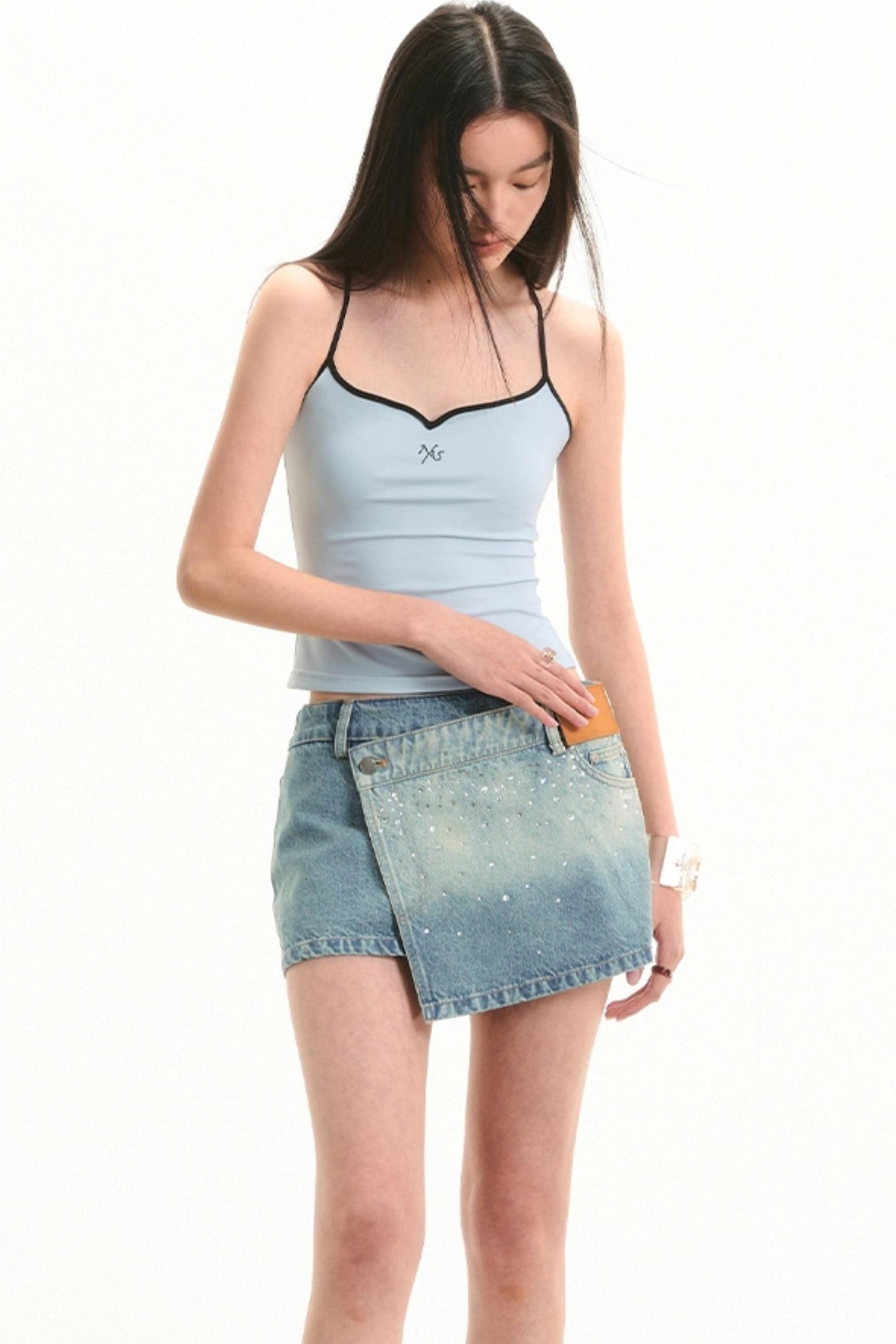 Origami Denim A-line Skirt