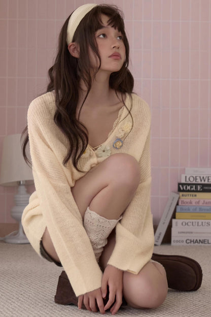 Sweet Floral Knit Sweater