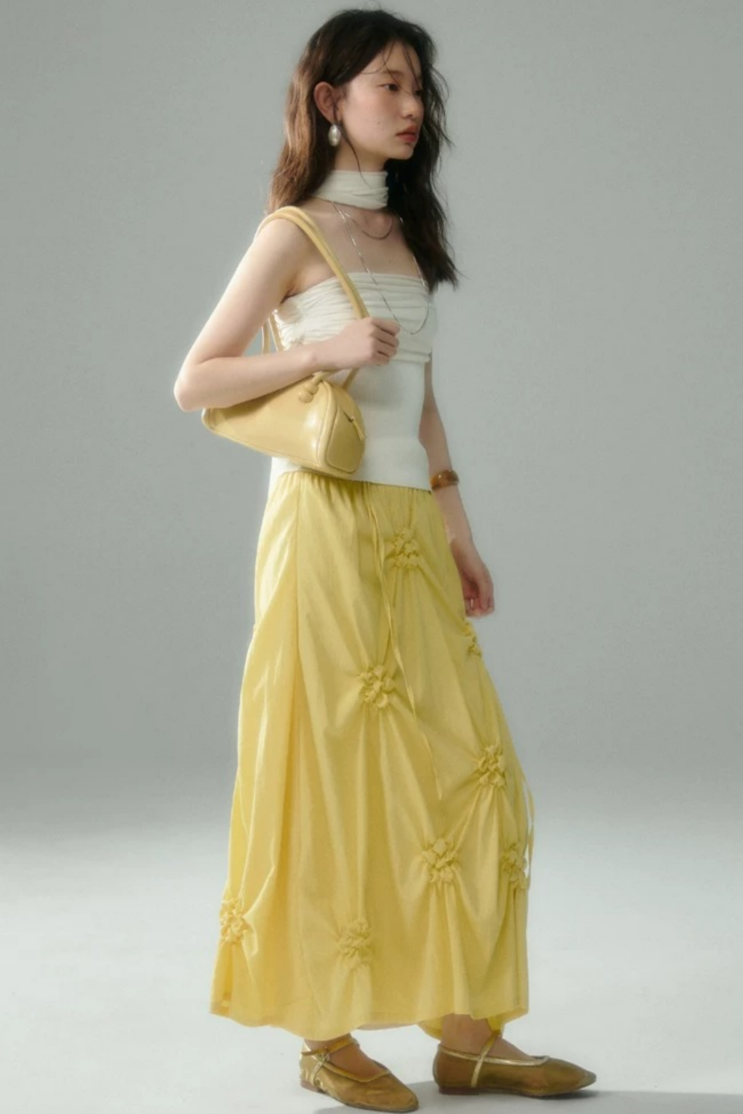 Marigold Pleated Flower Dress
