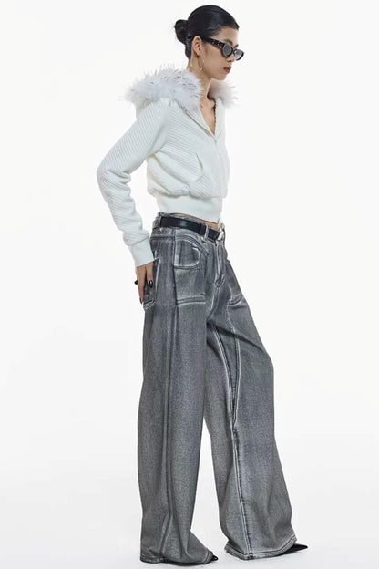 Jacke aus Twill mit abnehmbarem Pelzkragen