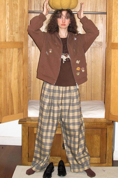 British Plaid Loose Trousers