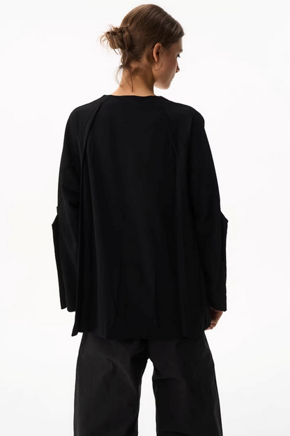 V-Neck Contrasting Long-Sleeved Top