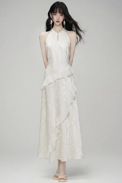 Ice Lotus Waist-Cinching Dress