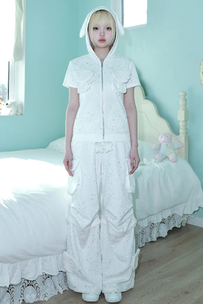 Silver Angel Wing Hoodie Top