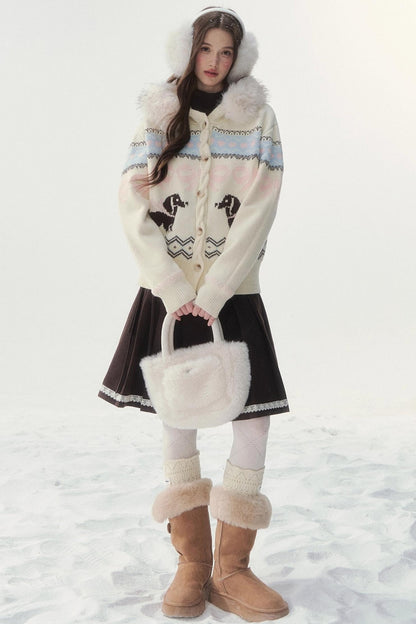 Retro Fair Isle Dachshund Sweater Jacket